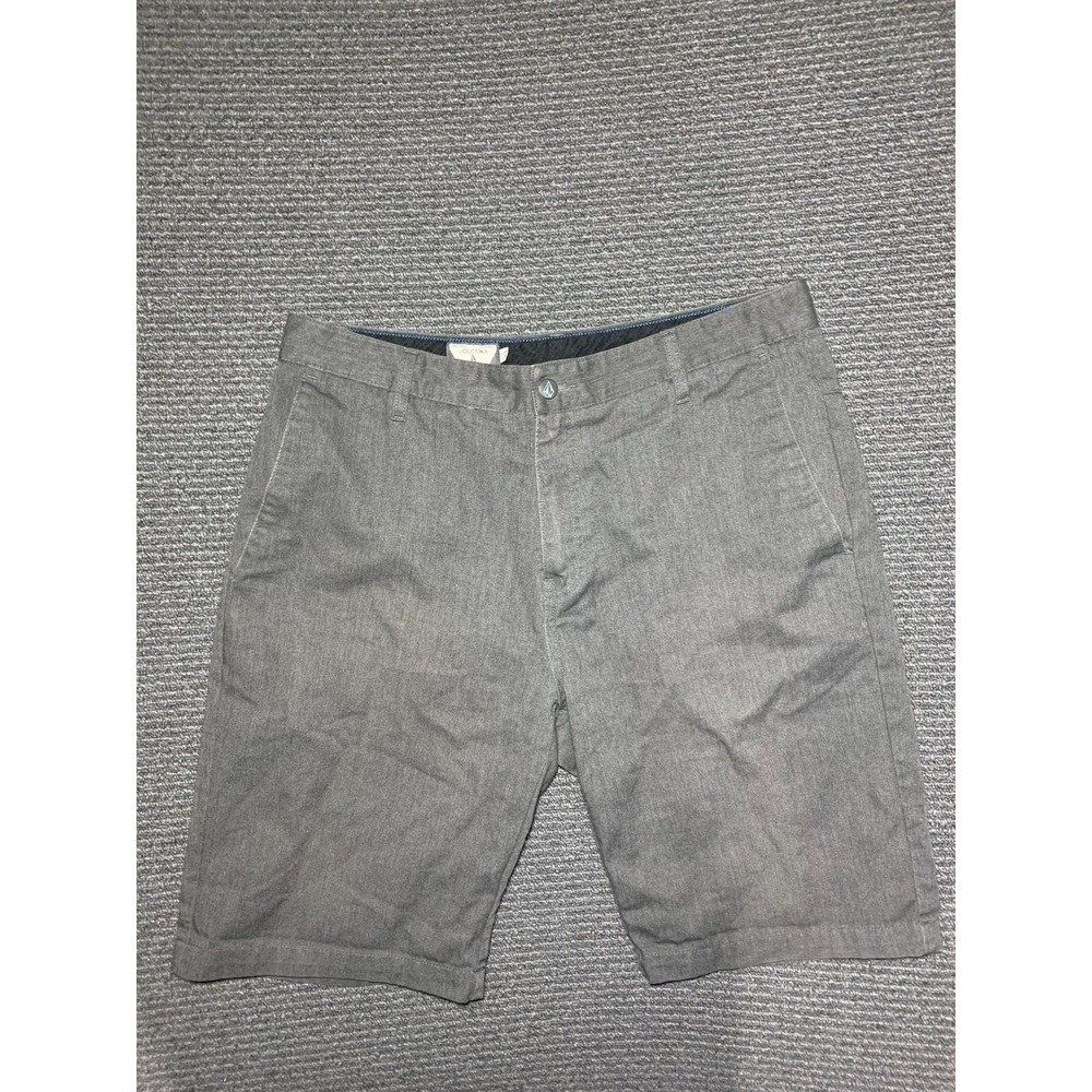 Volcom Mens Chino Shorts Size 34 Gray Khaki Skater Skate Casual Cotton